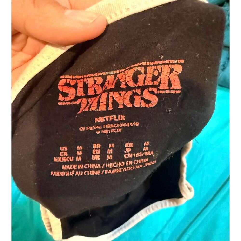 Netflix Stranger Things Flame Logo Black Skimmer Cami Size M - Picture 2 of 4